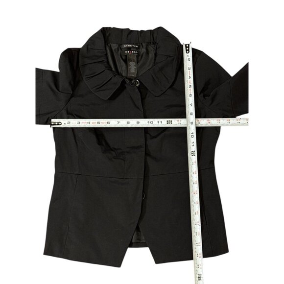 Axcess Womens Jacket Size 4 Black Ruffled Collar Button Up Pleated Detail - Picture 9 of 9
